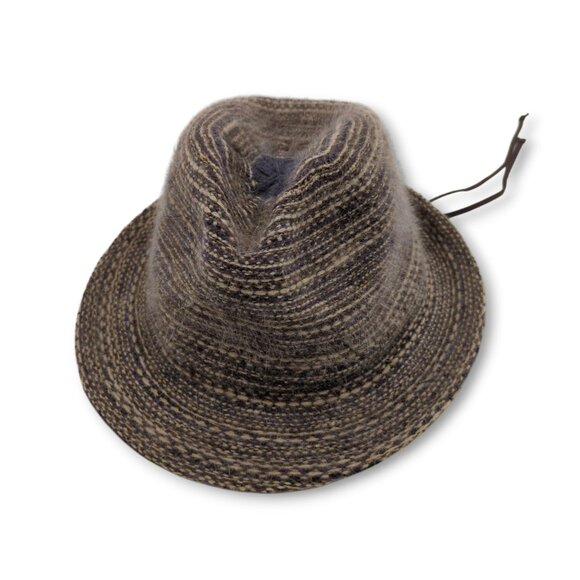 Wallaroo Fiona Fedora Hat Wool‎ Blend SPF 50 Angora Striped Boho Cozycore 22.5” - Picture 1 of 8